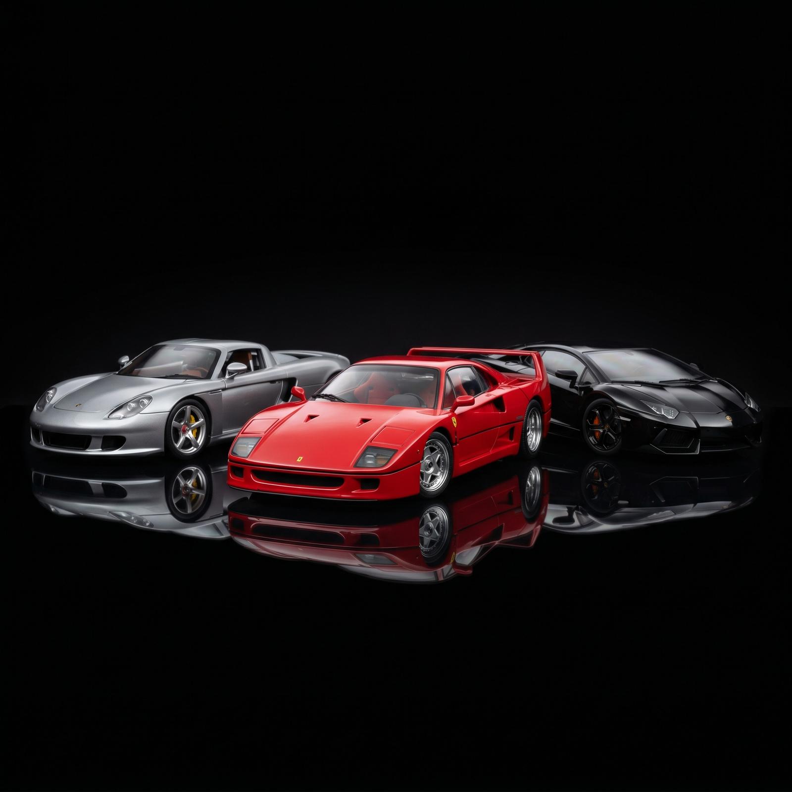 Nové kovové modely aut — Porsche, Lamborghini a Ferrari v měřítku 1:18