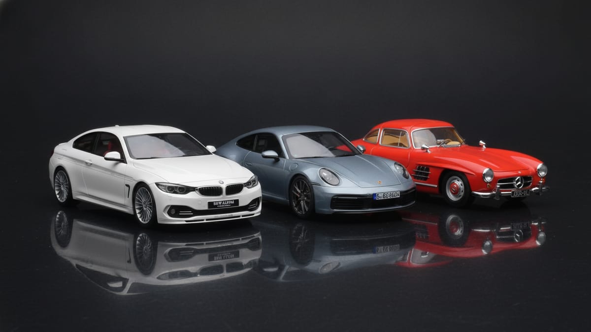 Sběratelský model Porsche v měřítku 1:18 na čistém studiovém pozadí &mdash; nabídka Models118 na první objednávku