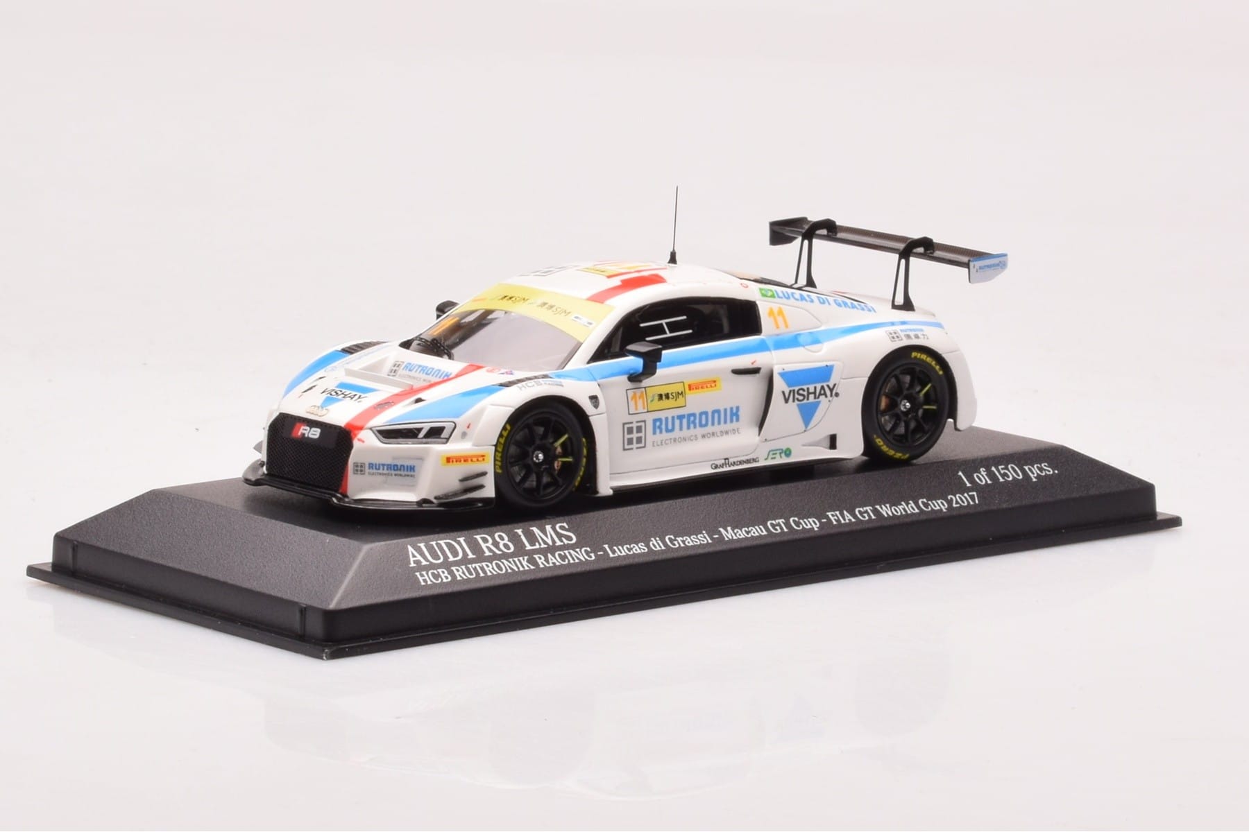 Audi R8 LMS #11 HCB Rutronik Racing L. di Grassi FIA GT World Cup Macau 2016 Minichamps 1:43 437171711 Kov – obrázek 2 z 4
