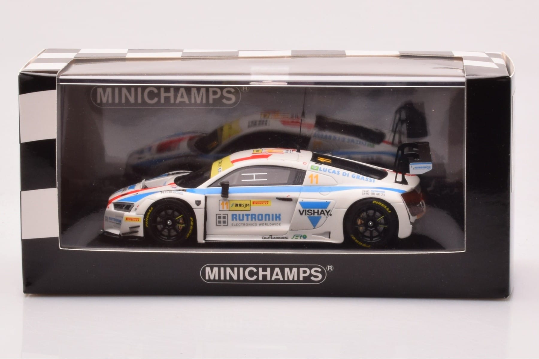 Audi R8 LMS #11 HCB Rutronik Racing L. di Grassi FIA GT World Cup Macau 2016 Minichamps 1:43 437171711 Kov – obrázek 4 z 4