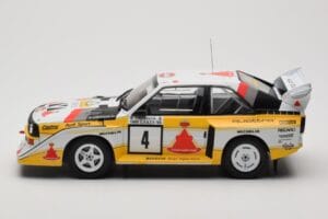 Audi Sport Quattro S1 E2 #4 S. Blomqvist / B. Cederberg Rally 1000 Lakes 1985 IXO 1:18 18RMC161A Kov – obrázek 3 z 6