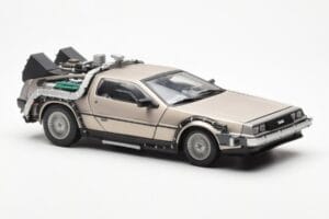 DeLorean DMC-12 Time Machine Back to the Future Stříbrný Sun Star 1:18 2711 Kov – obrázek 6 z 8