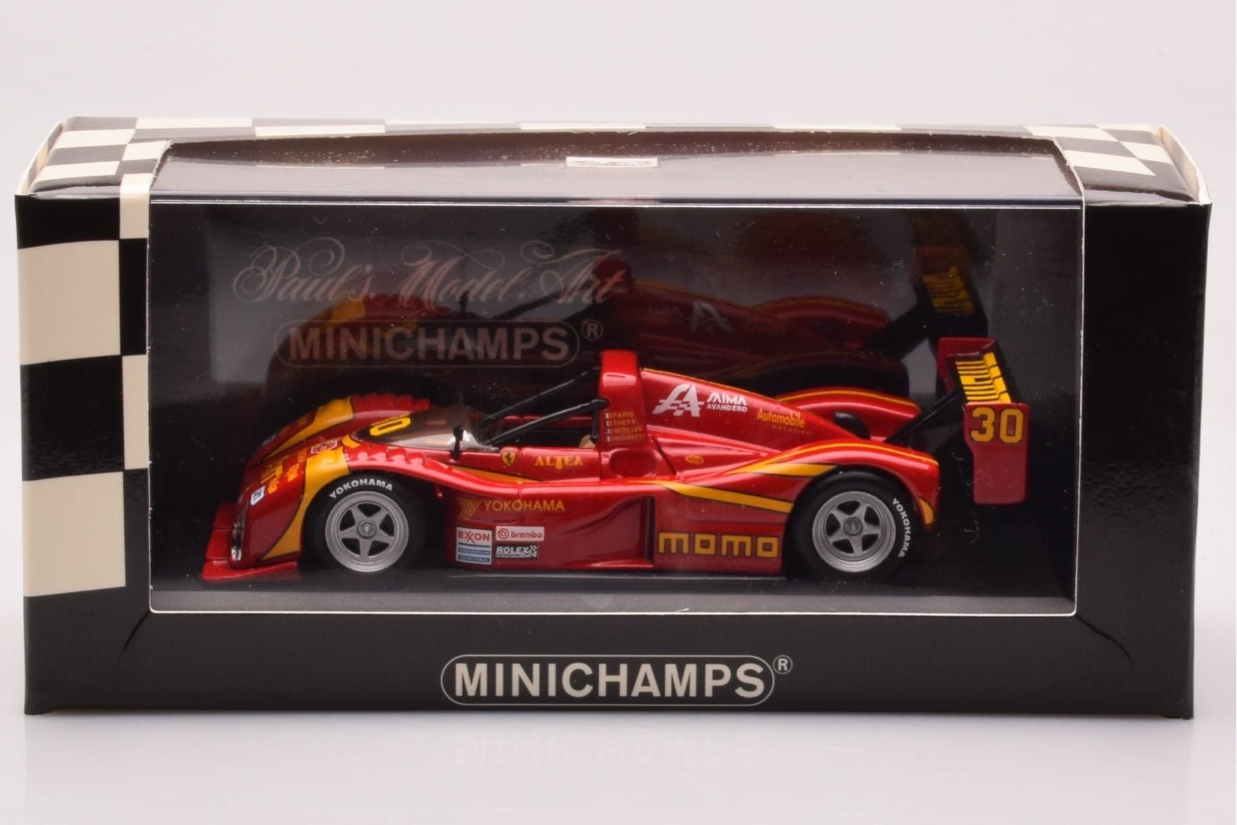 Ferrari 333 SP #30 MOMO M. Papis / D. Theys / B. Wollek Daytona 24 Hours 2nd Place 1996 Minichamps 1:43 430967430 Kov – obrázek 4 z 4