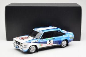 Fiat 131 Abarth #5 Team Fiat Works Rally Portugal 1980 Kyosho 1:18 08376A Kov – obrázek 8 z 8