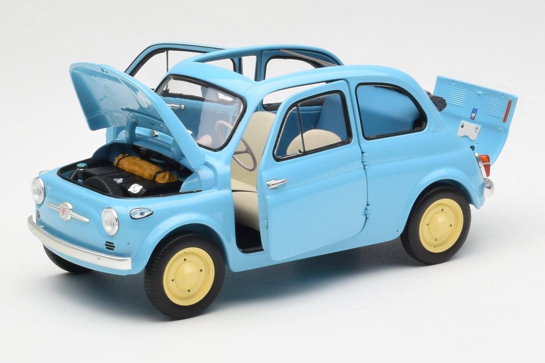 Fiat Nuova 500 Celeste Modrý Kyosho 1:18 08966LB Kov – obrázek 2 z 8