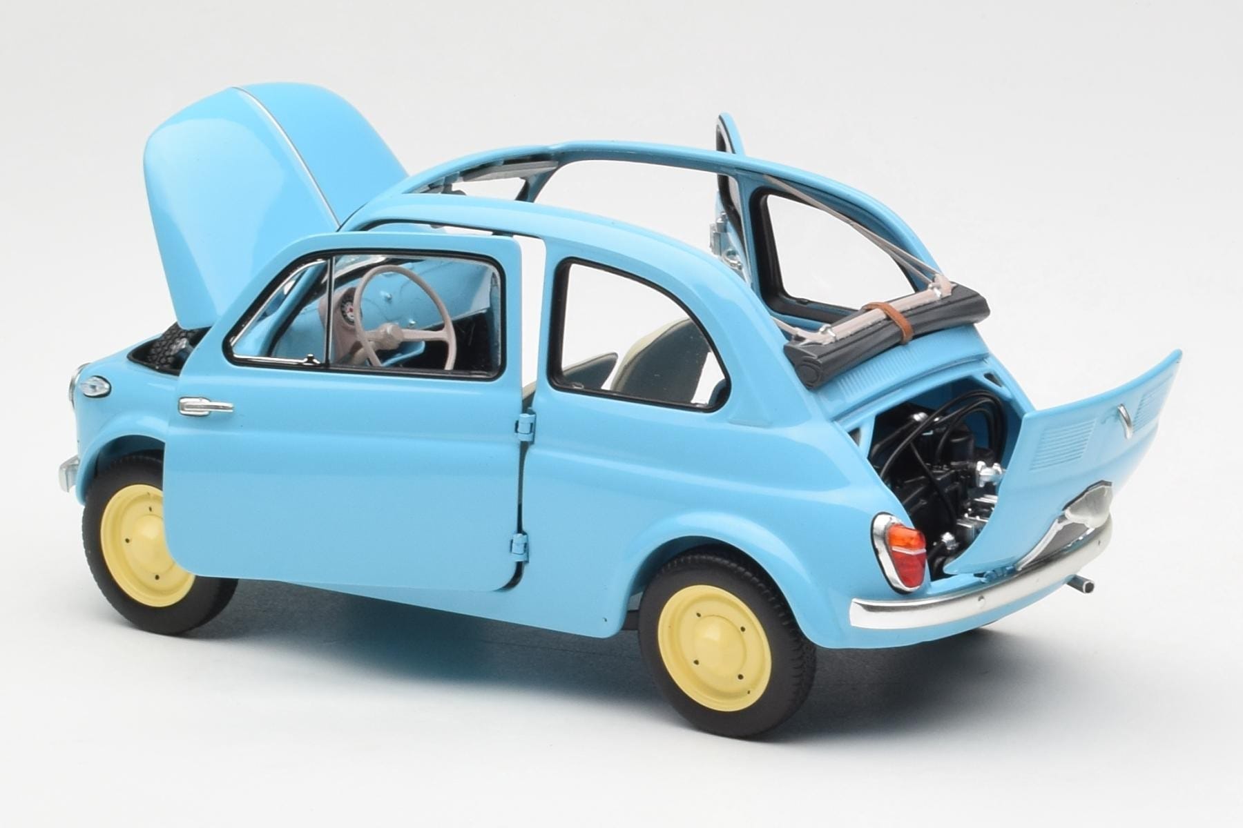 Fiat Nuova 500 Celeste Modrý Kyosho 1:18 08966LB Kov – obrázek 5 z 8