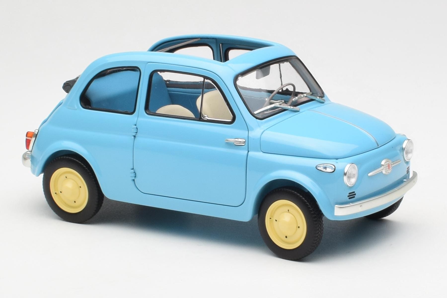 Fiat Nuova 500 Celeste Modrý Kyosho 1:18 08966LB Kov – obrázek 6 z 8