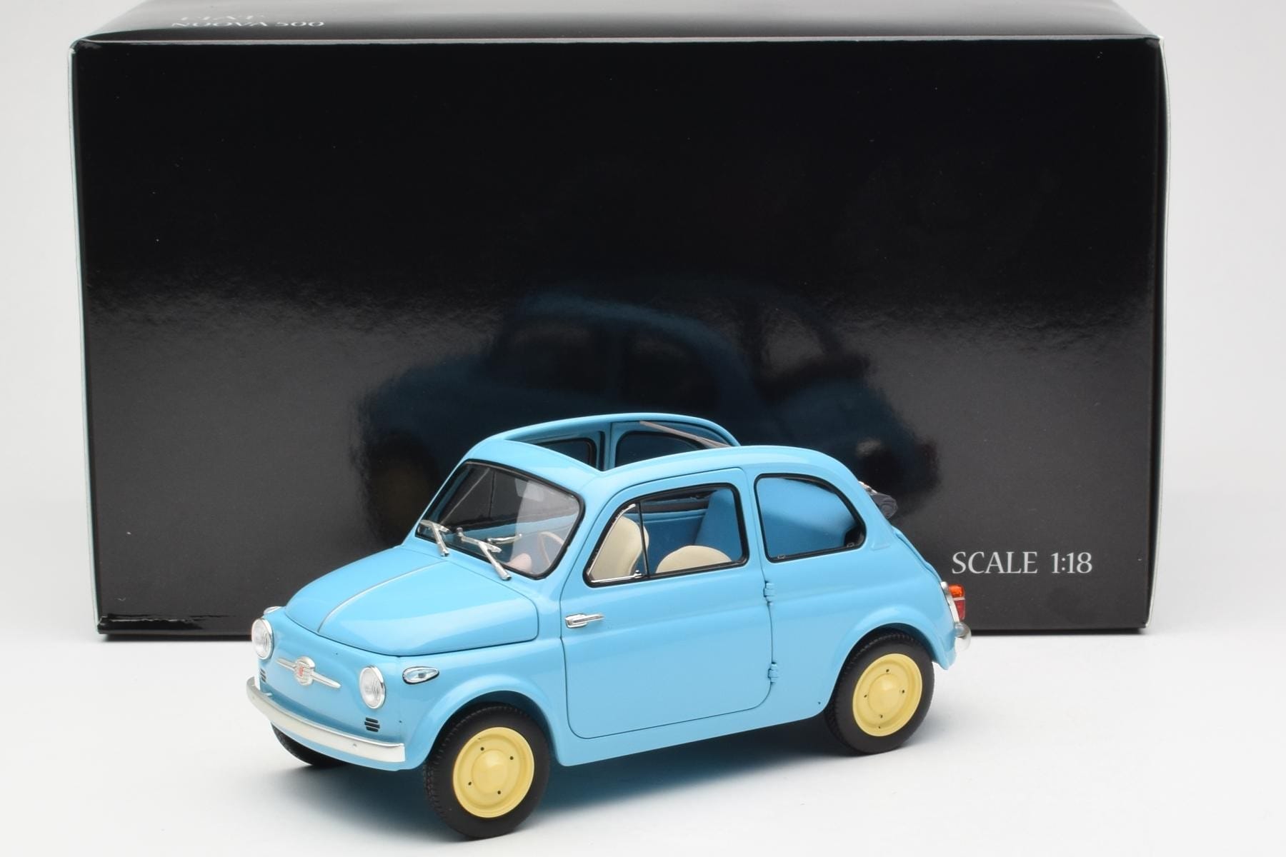 Fiat Nuova 500 Celeste Modrý Kyosho 1:18 08966LB Kov – obrázek 8 z 8