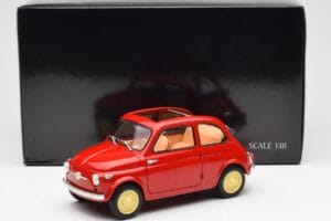 Fiat Nuova 500 Coral Červený Kyosho 1:18 08966R Kov – obrázek 8 z 8