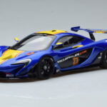 McLaren P1 GTR Modrá Se Žlutými Pruhy AUTOart 1:18