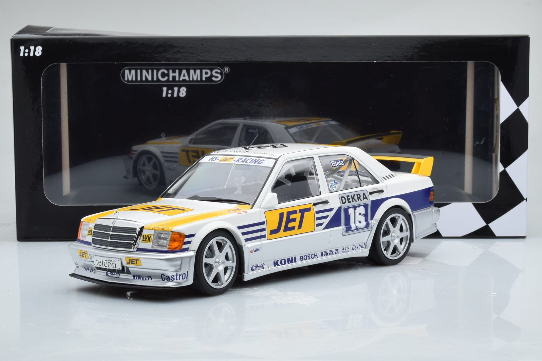 Mercedes 190E 2.5-16 W201 EVO 1 Jet #16 F. Biela Team Ms-Jet Racing DTM 1990 Minichamps 1:18 155903616 Kov – obrázek 6 z 6