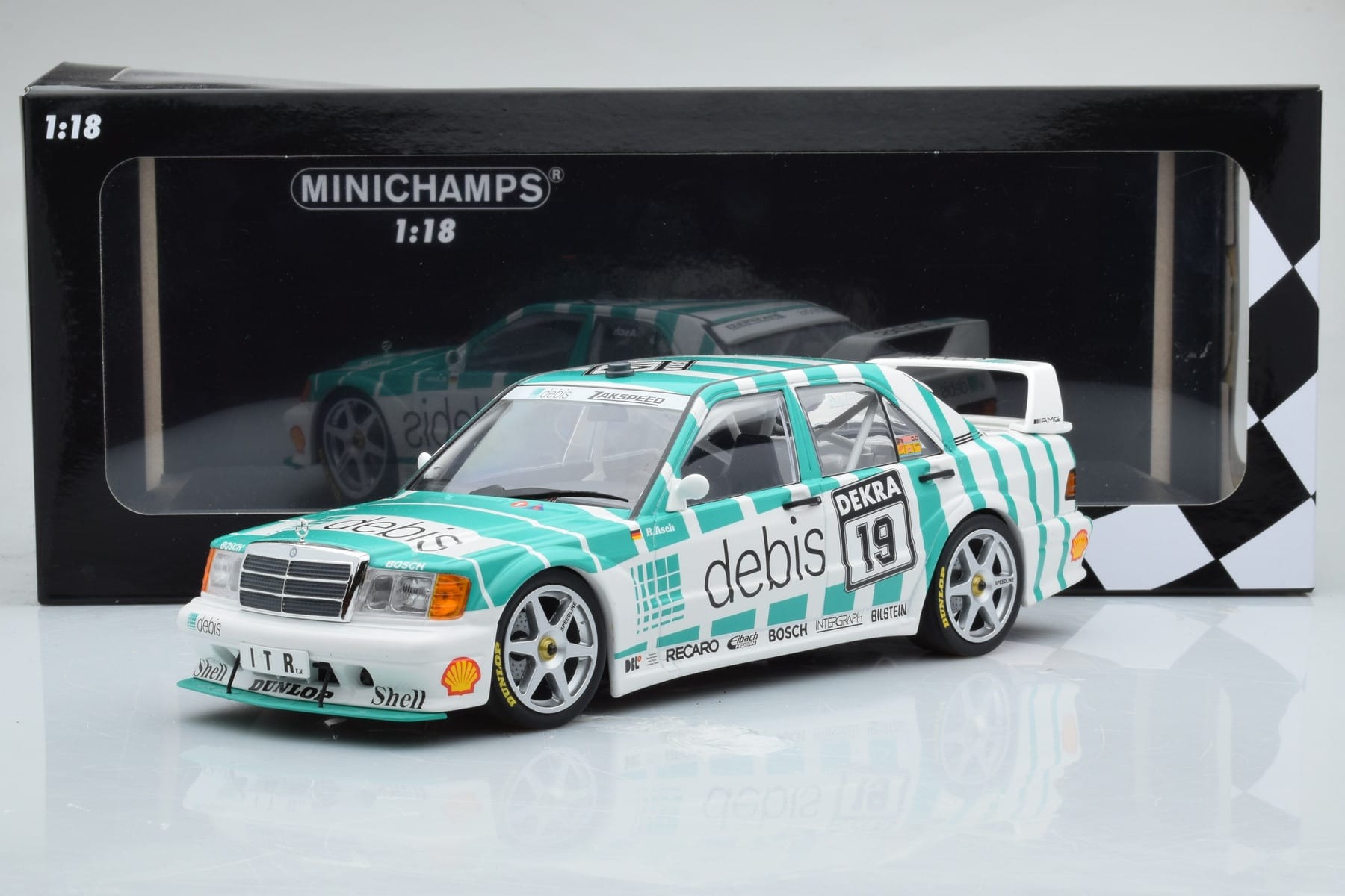 Mercedes 190E 2.5-16 W201 EVO 2 Debis #19 R. Asch Team Zackspeed DTM 1991 Minichamps 1:18 155913619 Kov – obrázek 6 z 6
