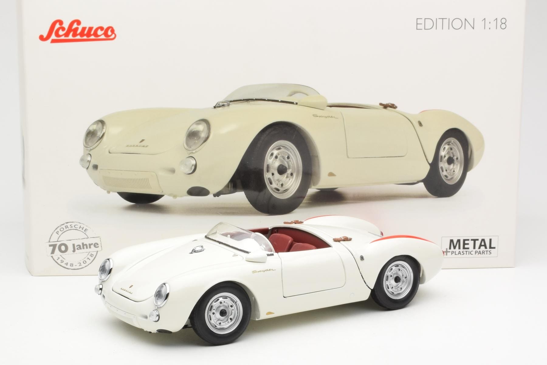 Porsche 550 Spyder Edice 70 Let Bílý Schuco 1:18 450033300 Kov – obrázek 8 z 8