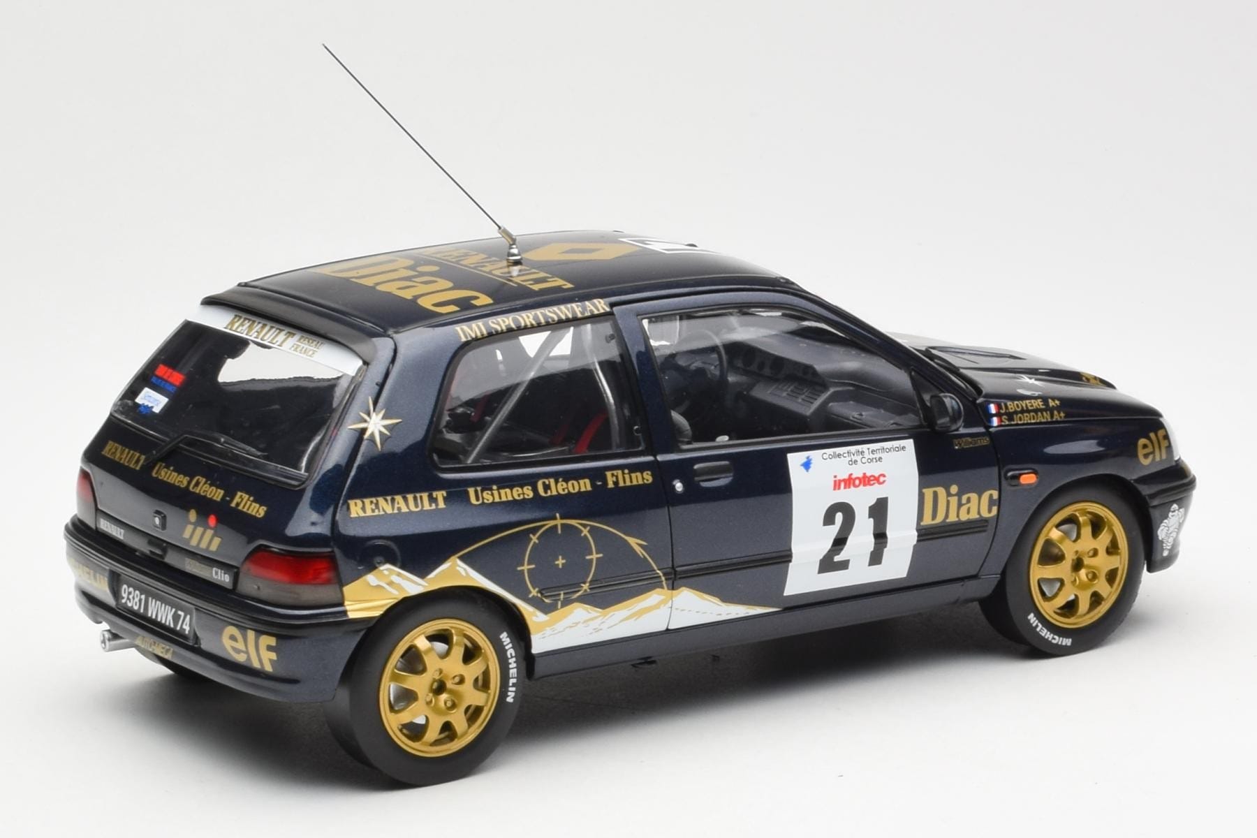 Renault Clio Williams DIAC #21 Jordan / Boyere Tour de Corse 1993 Norev 1:18 185228 Kov – obrázek 3 z 8