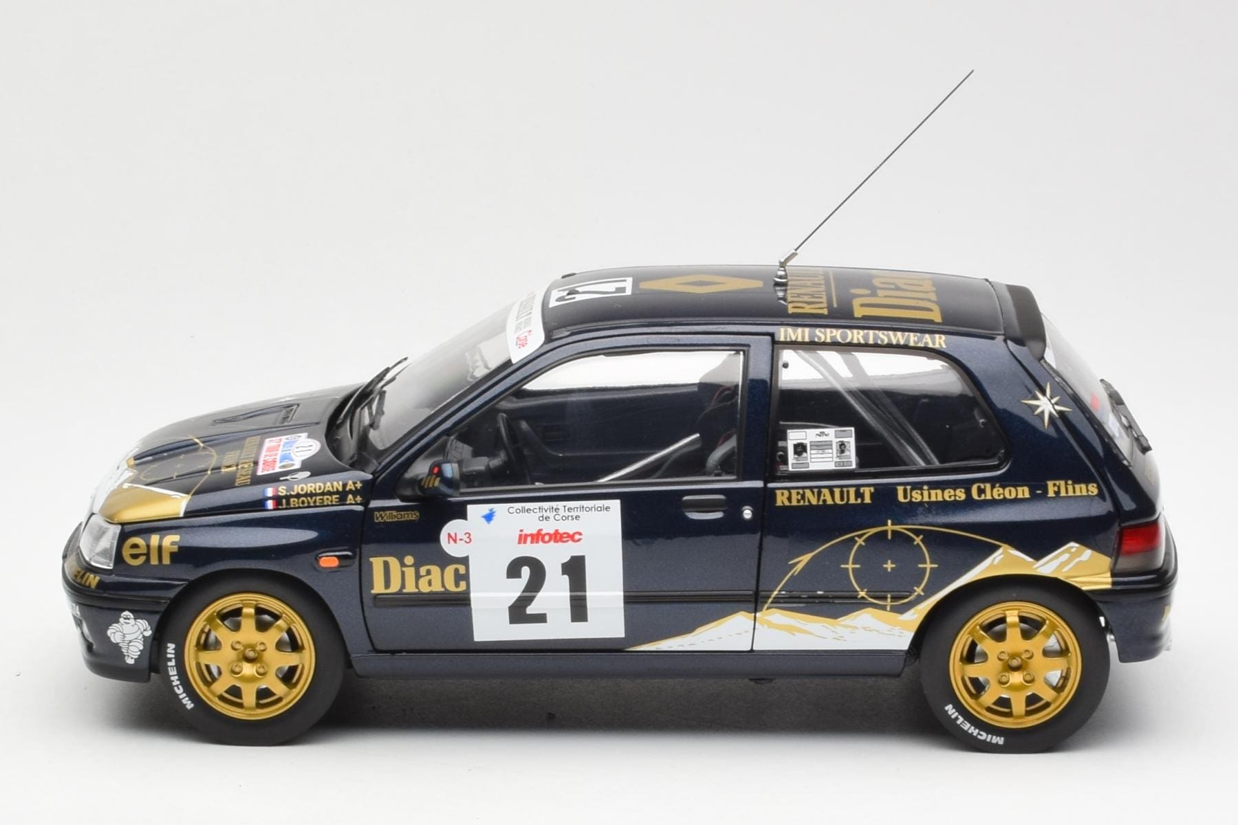Renault Clio Williams DIAC #21 Jordan / Boyere Tour de Corse 1993 Norev 1:18 185228 Kov – obrázek 4 z 8
