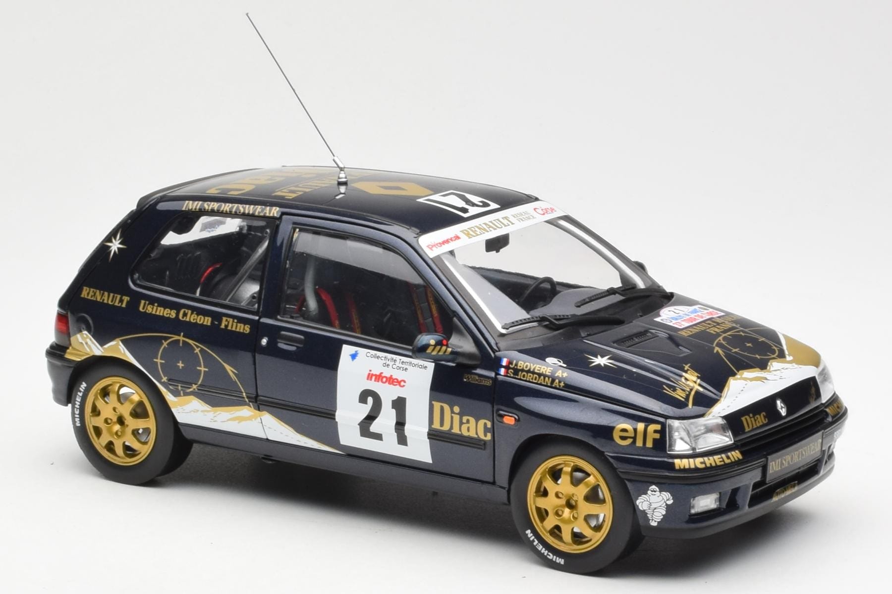 Renault Clio Williams DIAC #21 Jordan / Boyere Tour de Corse 1993 Norev 1:18 185228 Kov – obrázek 6 z 8
