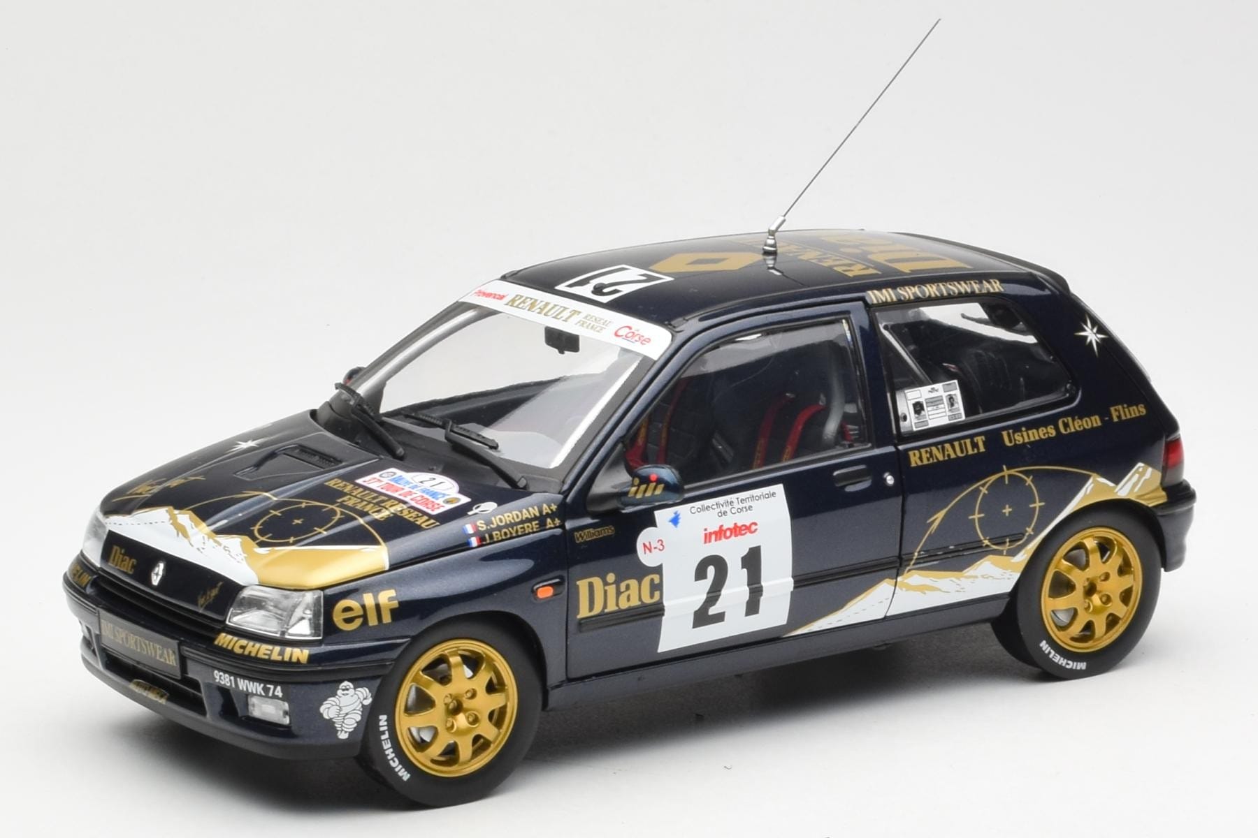 Renault Clio Williams DIAC #21 Jordan / Boyere Tour de Corse 1993 Norev 1:18 185228 Kov
