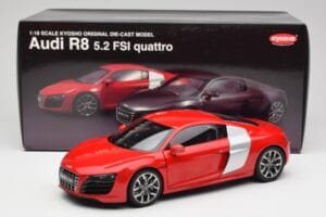 Audi R8 V10 Brilliant Červený Kyosho 1:18 09216RR Kov – obrázek 8 z 8