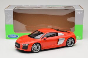 Audi R8 V10 Červený Welly 1:18 18052W Kov – obrázek 8 z 8