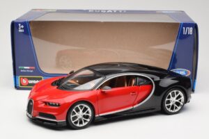 Bugatti Chiron Černý & Červený Bburago 1:18 18-11040 Kov – obrázek 8 z 8
