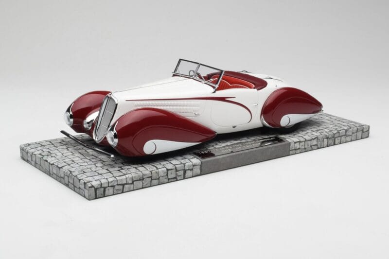 Delahaye Type 135 M Kabriolet Bílý Červený Minichamps 1:18 107116161 Pryskyřice