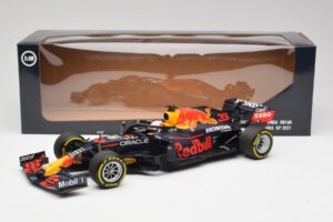 Red Bull RB16B #33 M. Verstappen Emilia Romagna GP Winner Mid Race Tyres 2021 Minichamps 1:18 110210133 Kov – obrázek 6 z 7