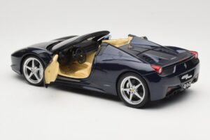 Ferrari 458 Italia Spider Dark Blue Metallic Hot Wheels 1:18 X5529 Kov – obrázek 5 z 8