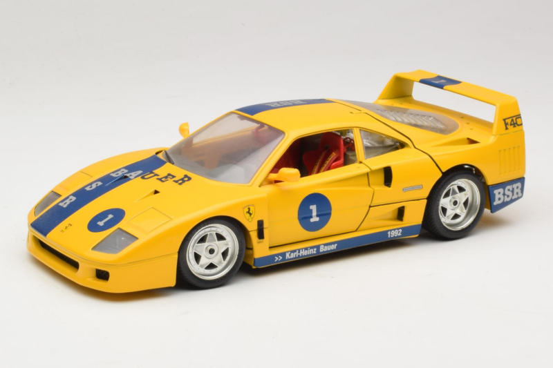 Ferrari F40 #1 Žlutý Bauer Limitovaná Edice 100 ks Bburago 1:18 BSR001 Kov