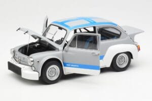 Fiat Abarth 1000 TCR Matná Šedá Modré Pruhy AUTOart 1:18 72642 Kov – obrázek 2 z 8