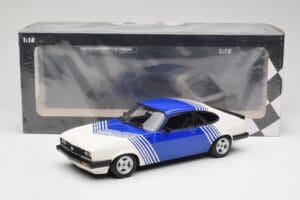 Ford Capri Mk2 3.0 Bílý s Modrými Pruhy Minichamps 1:18 155788600 Kov – obrázek 6 z 6