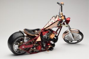 Harley-Davidson West Coast Choppers Diablo Soft Tail Zlatá Červená Minichamps 1:5 JJ04-05-03 Kov – obrázek 2 z 6