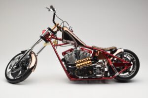 Harley-Davidson West Coast Choppers Diablo Soft Tail Zlatá Červená Minichamps 1:5 JJ04-05-03 Kov – obrázek 3 z 6