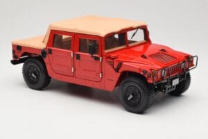 Hummer H1 Soft Top Červený Exoto 1:18 01805 Kov – obrázek 6 z 8