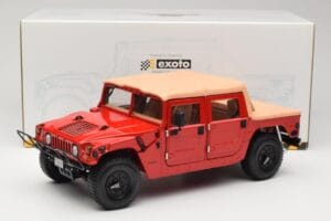 Hummer H1 Soft Top Červený Exoto 1:18 01805 Kov – obrázek 8 z 8