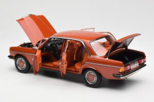 Mercedes 200 W123 English Červený Edice Dealer Norev 1:18 B66040653 Kov – obrázek 5 z 8
