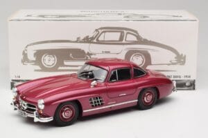 Mercedes 300 SL W198 Ohnivě Červený Minichamps 1:18 180039008 Kov – obrázek 8 z 8