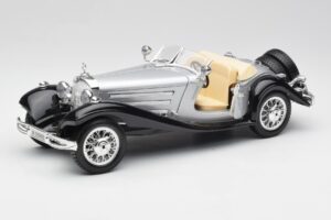 Mercedes 500K Roadster Stříbrný Bburago 1:18 3020-M1 Kov – obrázek 2 z 8