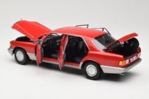 Mercedes 560 SEL W126 Červený Norev 1:18 183463 Kov – obrázek 5 z 8