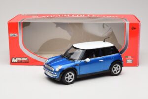 Mini Cooper R50 Modrý s Bílou Střechou Mondo Motors 1:18 MINI004 Kov – obrázek 8 z 8