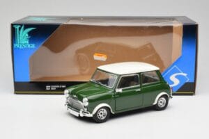 Mini Cooper S British Racing Zelený & Old English Bílý Solido 1:18 8021 Kov – obrázek 8 z 8