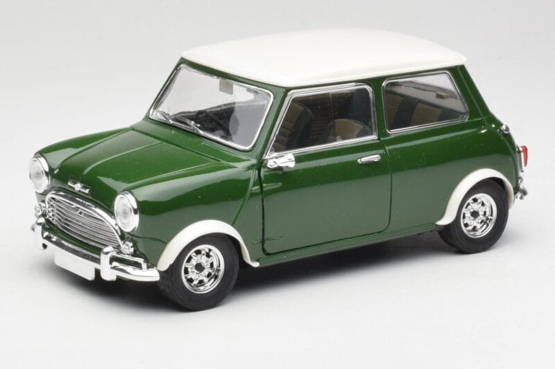 Mini Cooper S British Racing Zelený & Old English Bílý Solido 1:18 8021 Kov