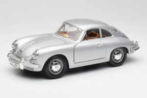 Porsche 356B Stříbrný & Hnědý Interiér Bburago 1:18 3021-M2 Kov
