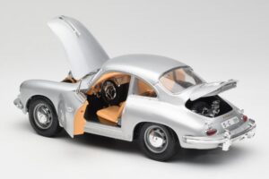 Porsche 356B Stříbrný & Hnědý Interiér Bburago 1:18 3021-M2 Kov – obrázek 5 z 8