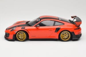 Porsche 911 991.2 GT2 RS Oranžový Weissach Package Zlatá Kola Minichamps 1:18 155068305 Kov – obrázek 3 z 6