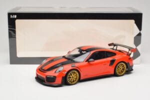 Porsche 911 991.2 GT2 RS Oranžový Weissach Package Zlatá Kola Minichamps 1:18 155068305 Kov – obrázek 6 z 6