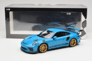 Porsche 911 991.2 GT3 RS Modrý se Zlatými Koly Minichamps 1:18 155068222 Kov – obrázek 6 z 6