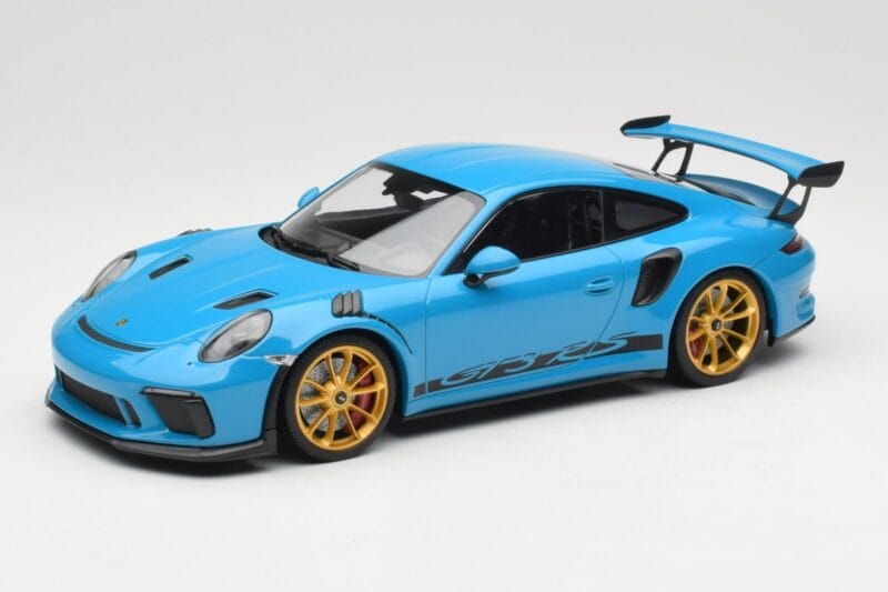 Porsche 911 991.2 GT3 RS Modrý se Zlatými Koly Minichamps 1:18 155068222 Kov