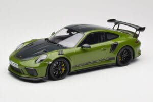 Porsche 911 991.2 GT3 RS Weissach Package Lizard Green Wording & Černá Hořčíková Kola Minichamps 1:18 155068232 Kov