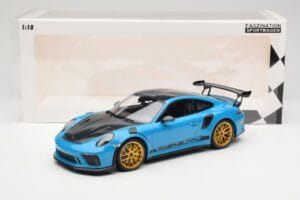 Porsche 911 991.2 GT3 RS Weissach Package Shark Blue Wording Zlatá Magnesiová Kola Minichamps 1:18 153068237 Kov – obrázek 6 z 6