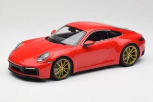 Porsche 911 992 Carrera 4S Guards Červený & Zlatá Kola Minichamps 1:18 153067328 Kov